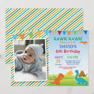 Dinosaur Birthday Invitation Dino Party