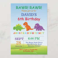 Dinosaur Birthday Invitation Dino Party
