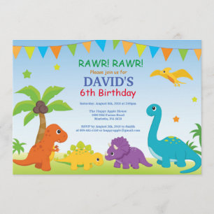 Dinosaur Birthday Invitation Dino Party