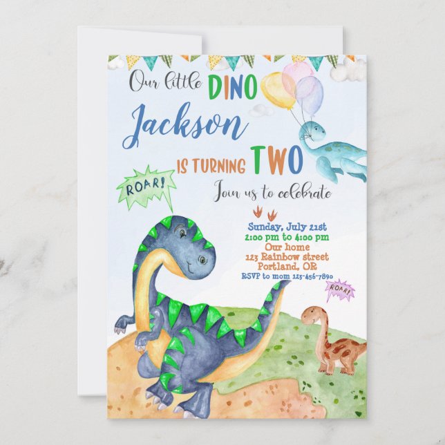 Dinosaur birthday invitation Dinomite party invite (Front)