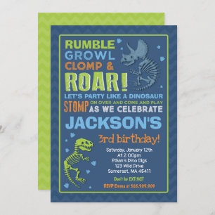 Dinosaur Birthday Invitation Dinosaur Fossil Party