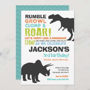 Dinosaur Birthday Invitation Dinosaur Fossil Party