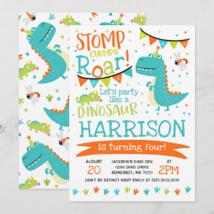 Dinosaur Birthday Invitation Dinosaur Roar Party