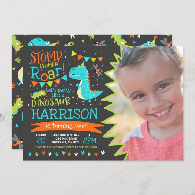 Dinosaur Birthday Invitation Dinosaur Roar Party (Front/Back)