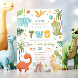 Dinosaur Birthday Invitation,EDITABLE Dinosaur 2nd Invitation