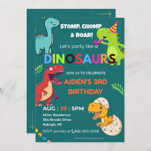 Dinosaur Birthday Invitation – Editable   Flat Car