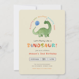 Dinosaur Birthday Invitation, Editable Party Invitation