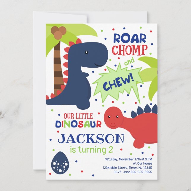 Dinosaur Birthday Invitation for a Boy (Front)