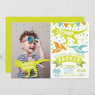 Dinosaur Birthday Invitation Modern Photo