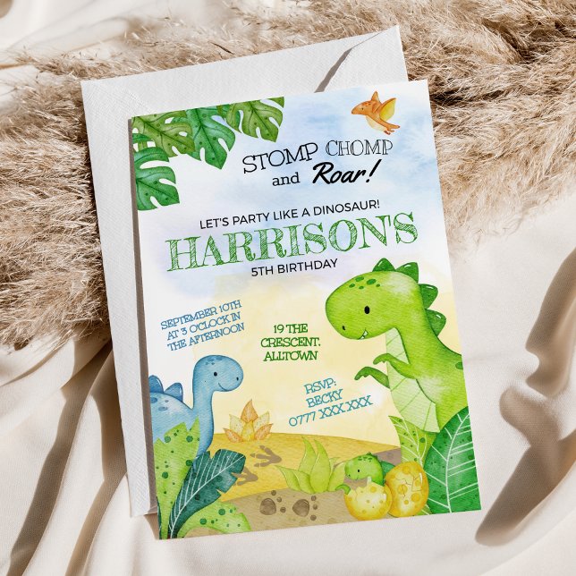 Dinosaur Birthday Invitation Stomp, Chomp & Roar! (Creator Uploaded)