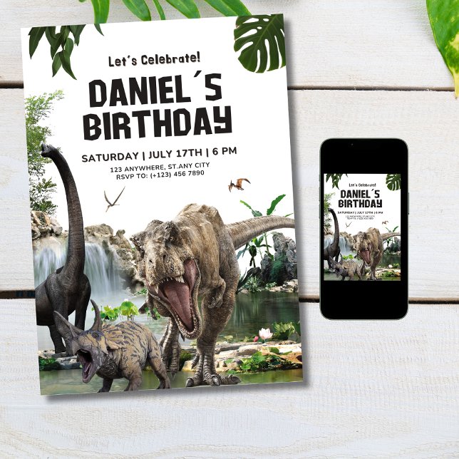 Dinosaur birthday invitation T REX Birthday Party (Creator Uploaded)