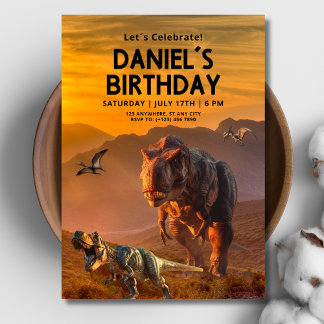 Dinosaur birthday invitation, T REX Kids Birthday Invitation
