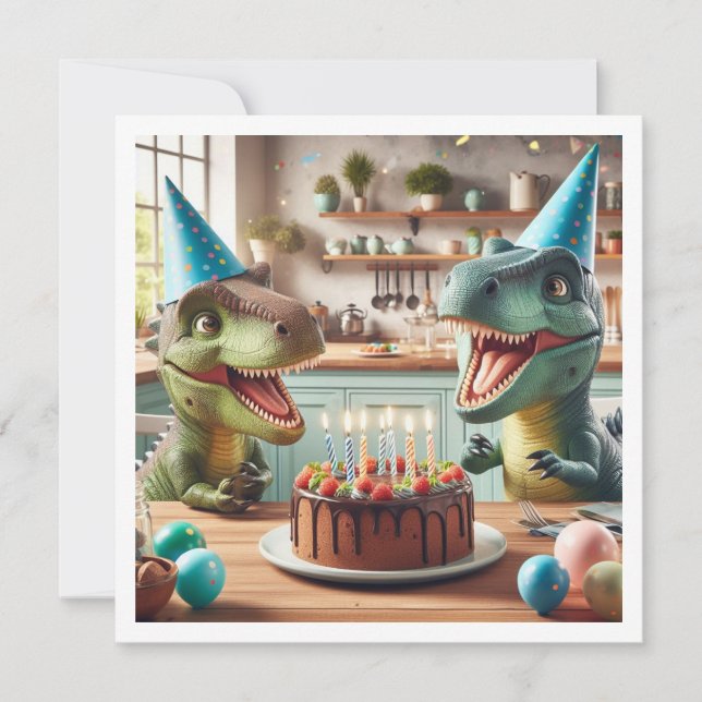 Dinosaur birthday invitation, T-rex party animals Invitation (Front)