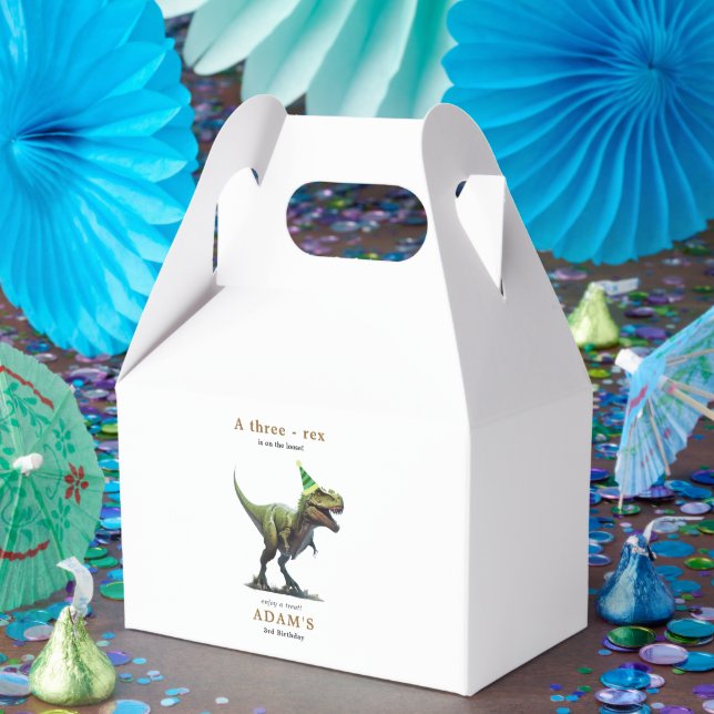 Dinosaur Birthday Invitation, Three rex Birthday Favour Box (Party)