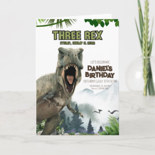 Dinosaur Birthday invitation Three Rex invitation