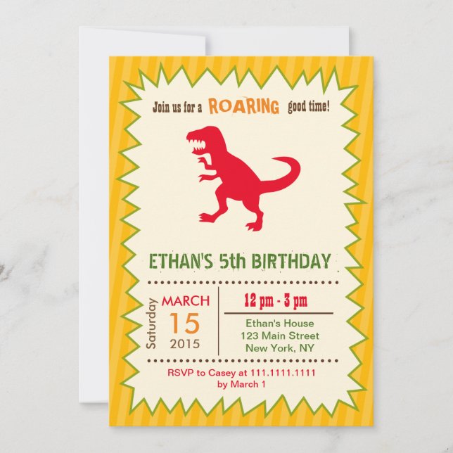 Dinosaur Birthday Invitations (Front)