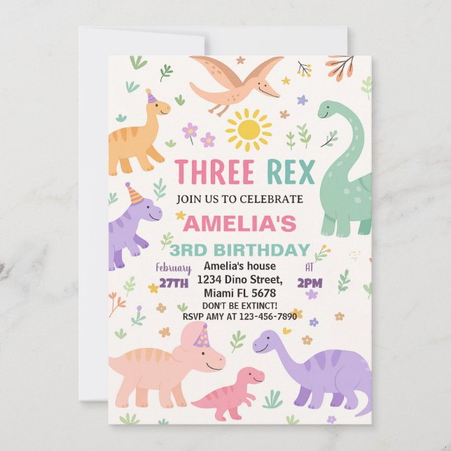 Dinosaur Birthday Invitations (Front)