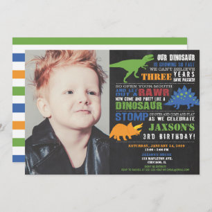 Dinosaur birthday invitations boy photo invitation