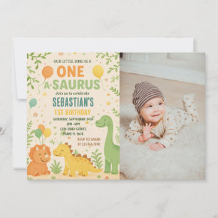 Dinosaur Birthday Invitations with photo