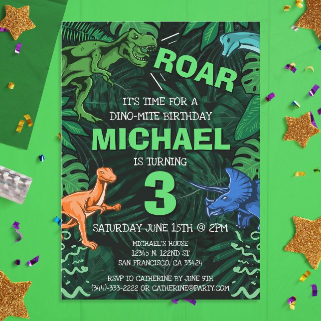 Dinosaur Birthday Kids Boy Dino Trex Jurassic Invitation (Dinosaur Birthday Kids Boy Dino Trex Jurassic Invitation)