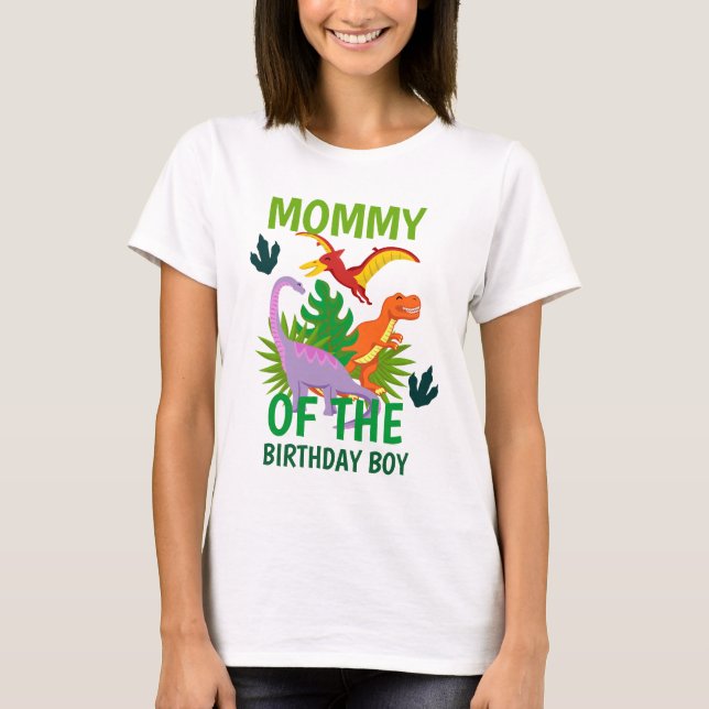 Dinosaur birthday mum womens tshirts (Front)