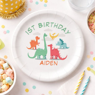 Dinosaur Birthday Name Paper Plate