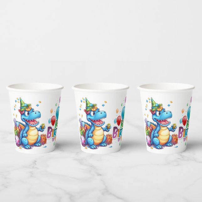 Dinosaur Birthday Paper Cups (Multi)