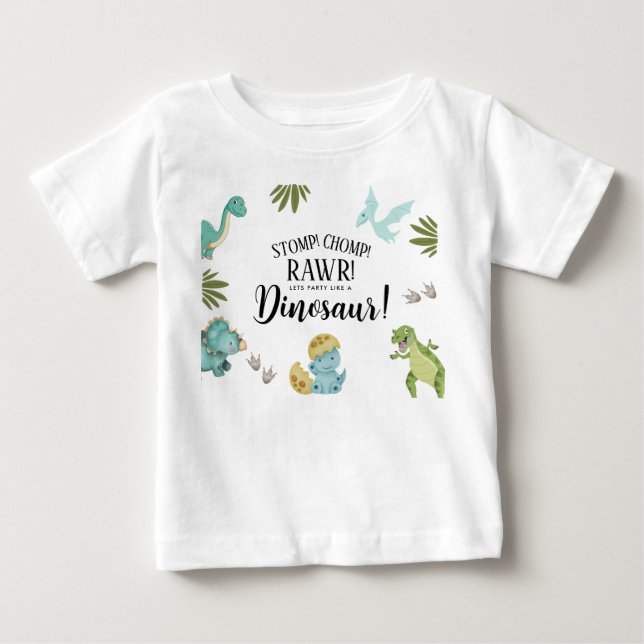 Dinosaur Birthday Party Baby T-Shirt (Front)