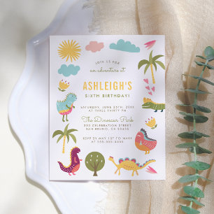 Dinosaur Birthday Party Boy or Girl Birthday Invitation Postcard