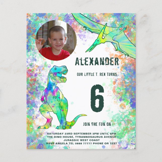 Dinosaur Birthday Party Budget Flyer (Front)
