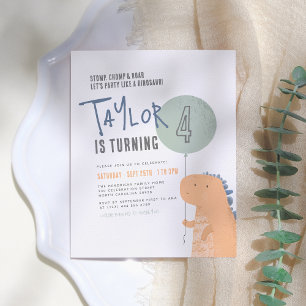 Dinosaur Birthday Party Budget Postcard Invitation