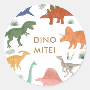 Dinosaur Birthday Party Classic Round Sticker
