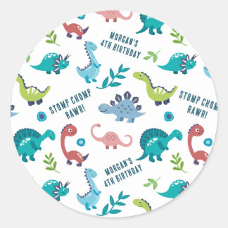Dinosaur Birthday Party Classic Round Sticker