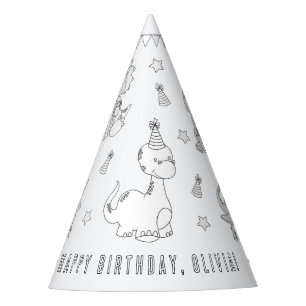 Dinosaur Birthday Party - Colour Your Own Hat