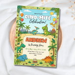 Dinosaur Birthday Party Dino Kids  Jungle Theme Invitation<br><div class="desc">Celebrate your little one’s special day with this adorable dinosaur birthday party design! This cute dino-themed card features colourful cartoon dinosaurs, jungle vibes, and playful details perfect for kids' celebrations. Ideal for boys’ birthday parties, toddler birthdays, and preschool celebrations. Fully customisable template—edit name, date, and details easily to match your...</div>
