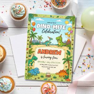 Dinosaur Birthday Party Dino Kids T Rex Birthday Invitation