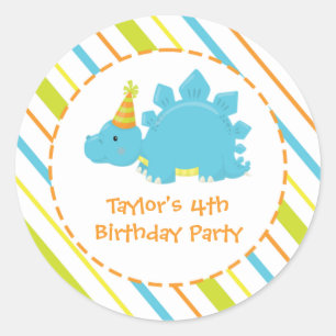 Dinosaur Birthday Party Dino Personalised Sticker