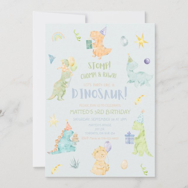 Dinosaur Birthday Party Invitation (Front)
