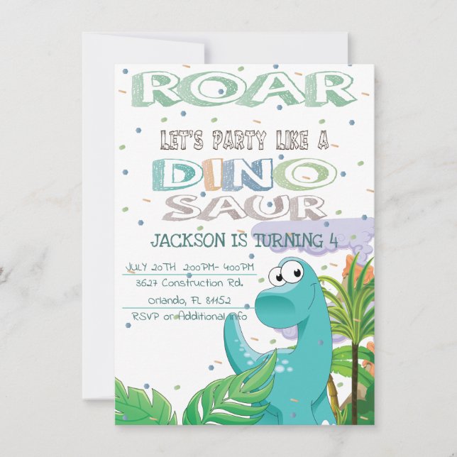Dinosaur Birthday Party Invitation (Front)