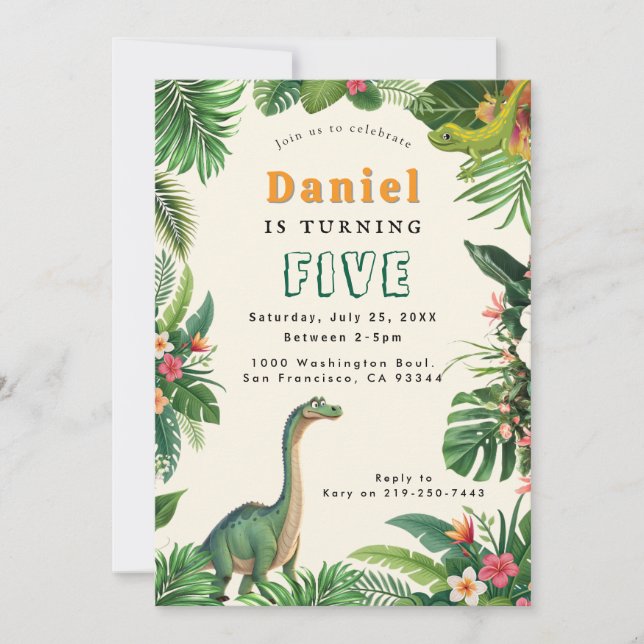 Dinosaur Birthday Party Invitation (Front)