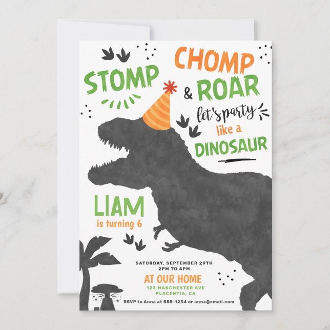 Dinosaur Birthday Party  Invitation (Front)