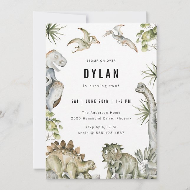 Dinosaur Birthday Party Invitation (Front)