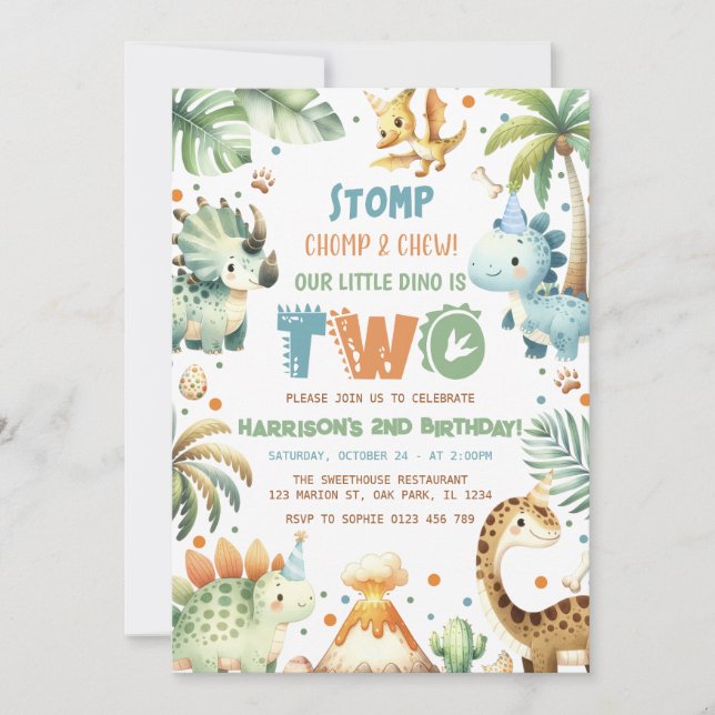 Dinosaur Birthday Party Invitation (Front)