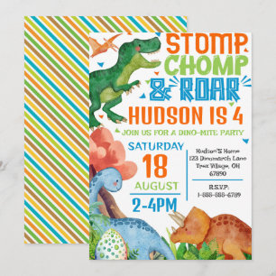 Dinosaur Birthday Party Invitation Personalised 
