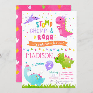 Dinosaur Birthday Party Invitations for girl