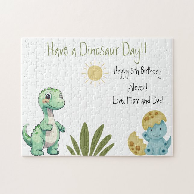 Dinosaur Birthday Party Jigsaw Puzzle (Horizontal)