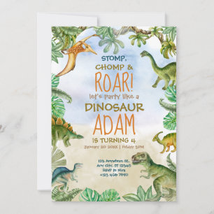 Dinosaur Birthday Party Jurassic Birthday Party Invitation