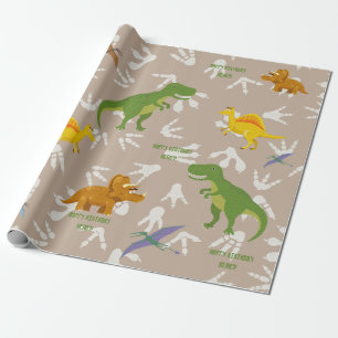 Dinosaur Birthday Party, Kid Birthday, Custom Text Wrapping Paper