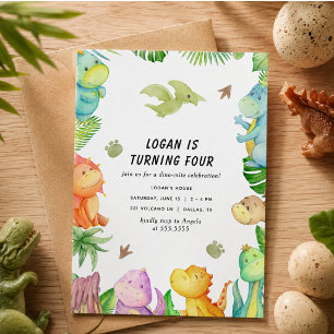 Dinosaur Birthday Party   Kids Birthday Invitation