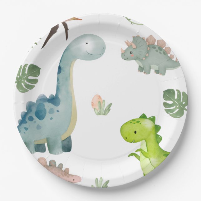 Dinosaur Birthday Party Paper Plate (Front)